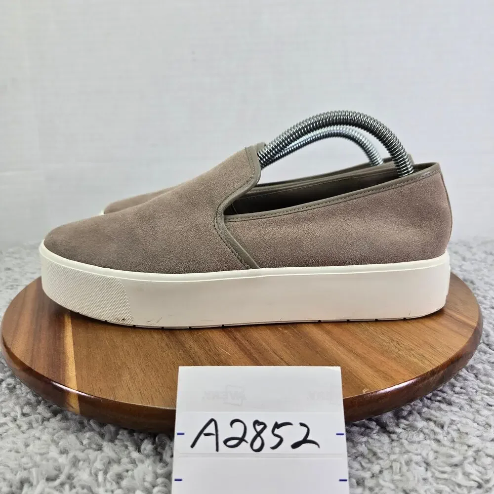 Vince Womens 9.5 Brendon B Brown Suede Slip On Platform Casual Lifestyle Sneaker